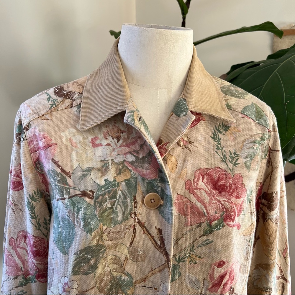 NWOT Lauren Ralph Lauren Floral Chore Coat / Barn Jacket, Size Medium - Picture 4 of 14